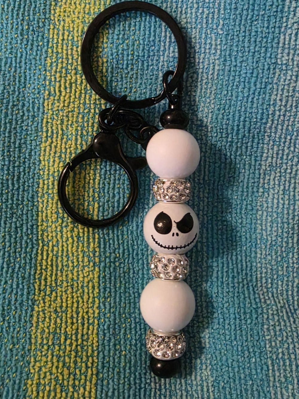 White Jack Skellington Keychain